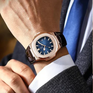 Reloj Cuadrado de Cuero para Hombre - Zynvel